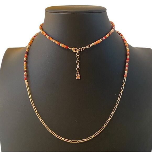 Long Beaded Necklace in Great Autumn & Goldtones. - Picture 1 of 5